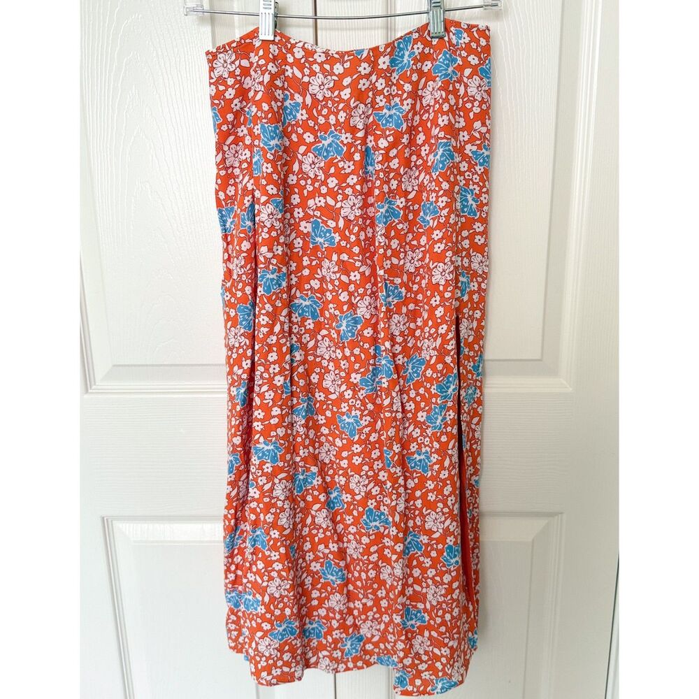 Maeve by Anthropologie Lille Orange Floral Midi Skirt size 4
